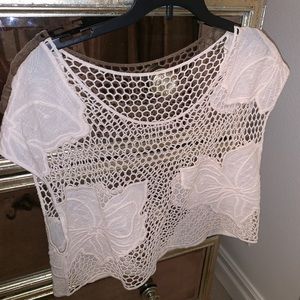 White cutout croptop Tobi floral flower print mesh